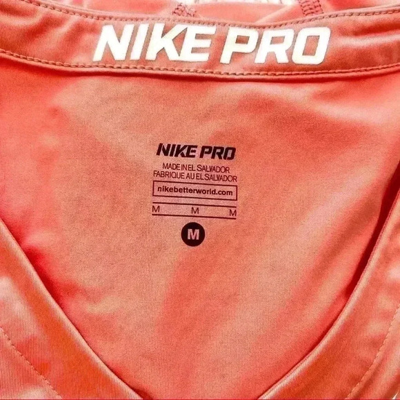 Nike Pro Coral Dri Fit V-Neck Short Sleeve Athletic Top Size M - Picture 11 of 13